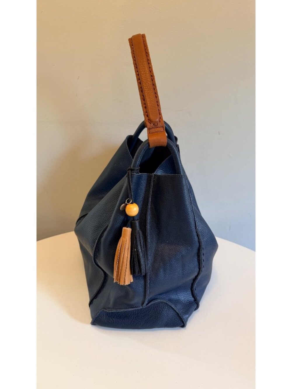 The Sak Los Feliz Indigo Leather Large Tote with Tassel Charm - Picture 4 of 16